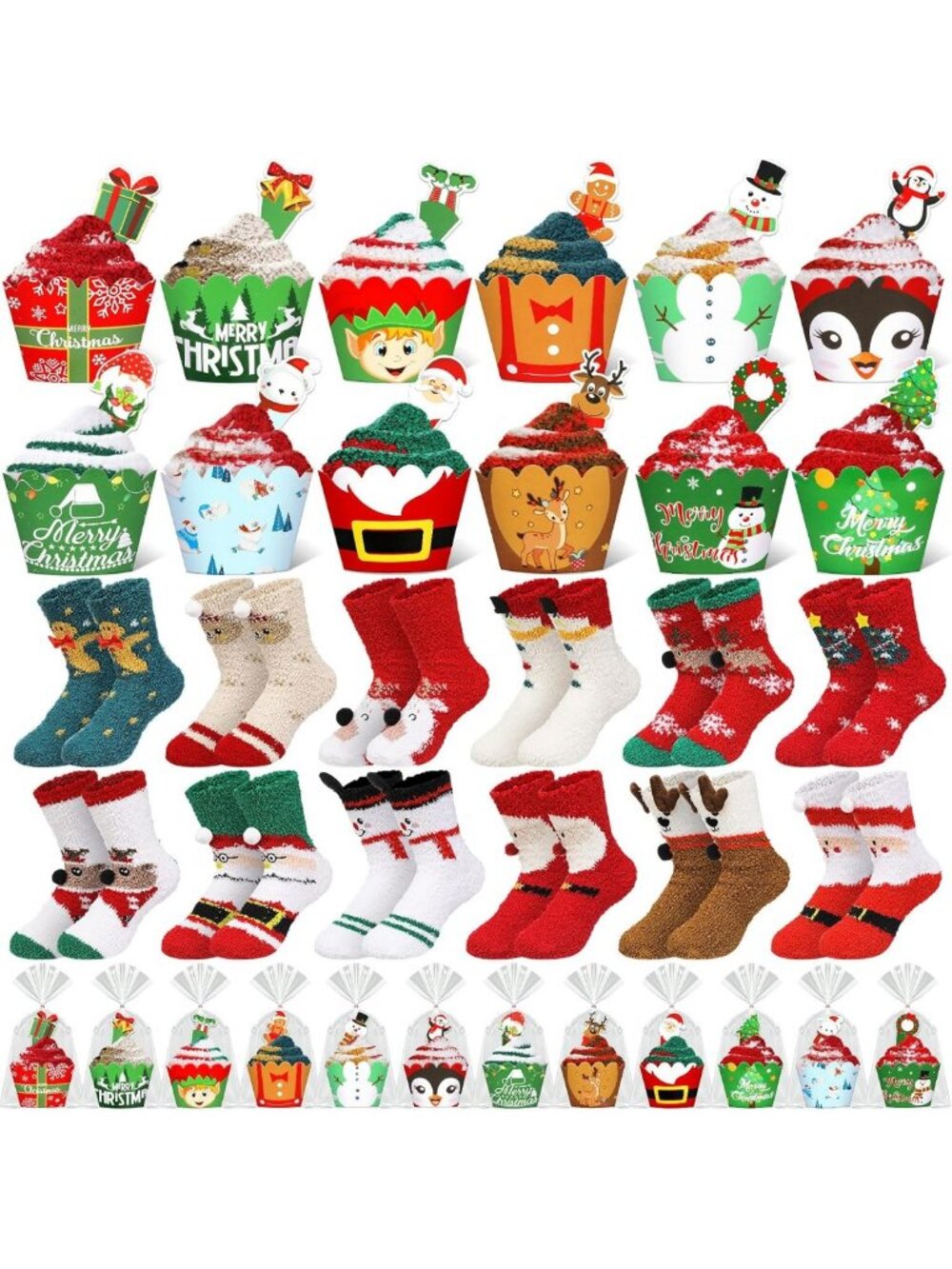 Cozy Christmas Cupcake Fuzzy Socks for Women | Cute Holiday Gift Idea